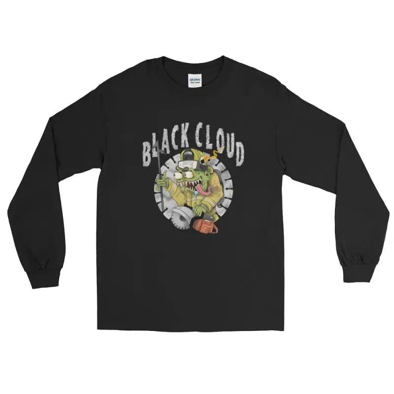 Black long sleeve t-shirt featuring Black Cloud text and graphic design for Cloud Monster