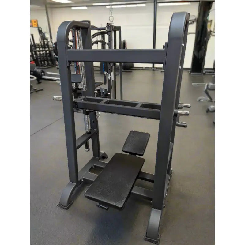 Black SFE Commercial Vertical Plate Loaded Leg Press with padded seats for strength training