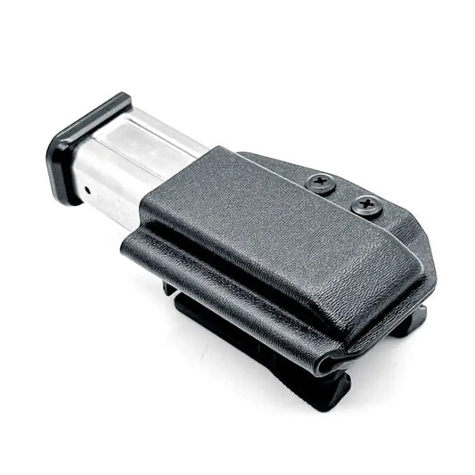 Black magazine holster from Four Brothers Holsters for the 2011 OWB Magazine Holster