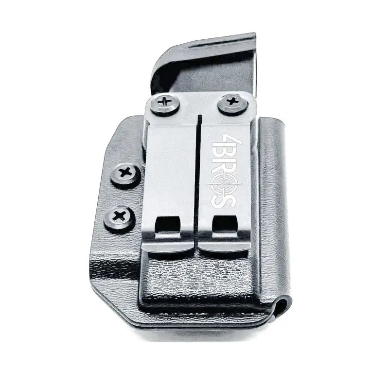 Black magazine holster with metal clip for P365-FUSE by Four Brothers Holsters