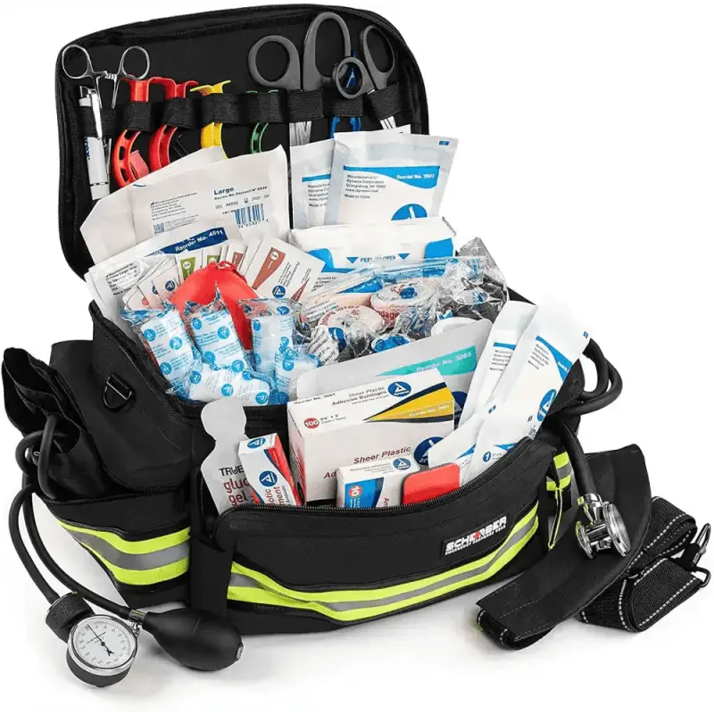 Black Scherber Basic First Responder Trauma Kit - Fully Stocked with medical supplies