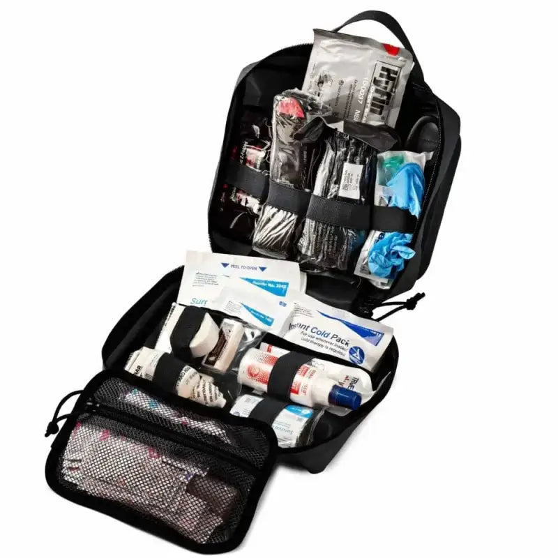 Open Scherber Vehicle IFAK Emergency Trauma Kit showing organized medical supplies