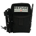 Black medical training bag with REFUGE branding and accessories for Ranger Green kit