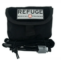 Black medical training pouch with REFUGE logo and tourniquet in Ranger Green style