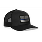 Black police snapback featuring a Thin Blue Line American flag patch on the front