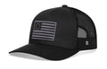 Black mesh trucker hat featuring Betsy Ross flag patch for tactical style and USA pride