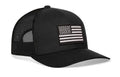 Black USA Snapback with Grayscale American Flag Patch - American Flag Trucker Hat