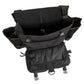 Black Harlej Bag with multiple compartments and buckle closures for versatile storage