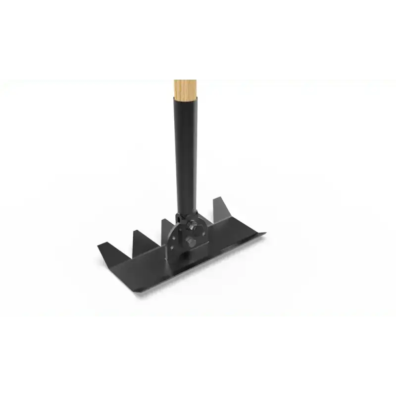 Black metal boot scraper with wooden handle from Camelot Tools Rake collection