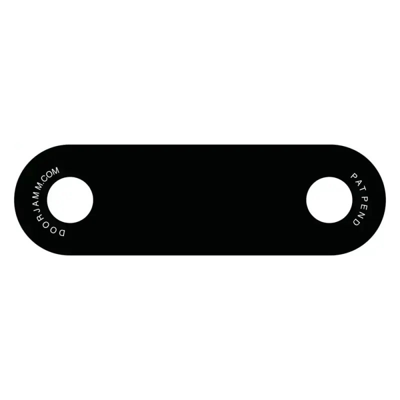 Black metal bottle opener with two circular holes for Plain DoorJamm in 7 colors