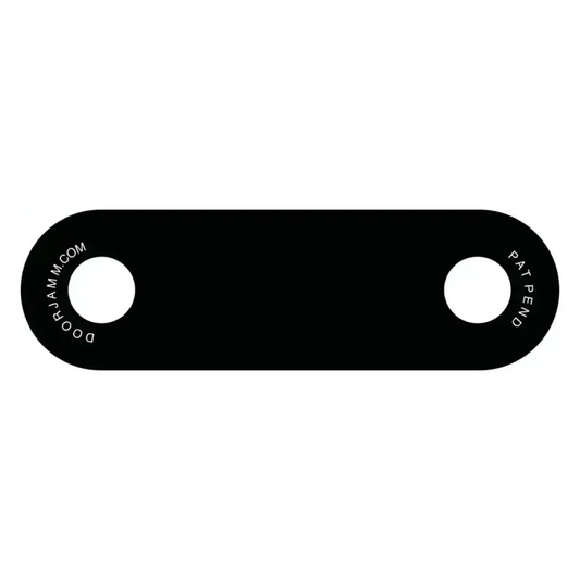 Black metal bottle opener with two circular holes for Plain DoorJamm in 7 colors