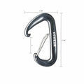 Black metal climbing carabiner with wire gate for lightweight aluminum carabiners
