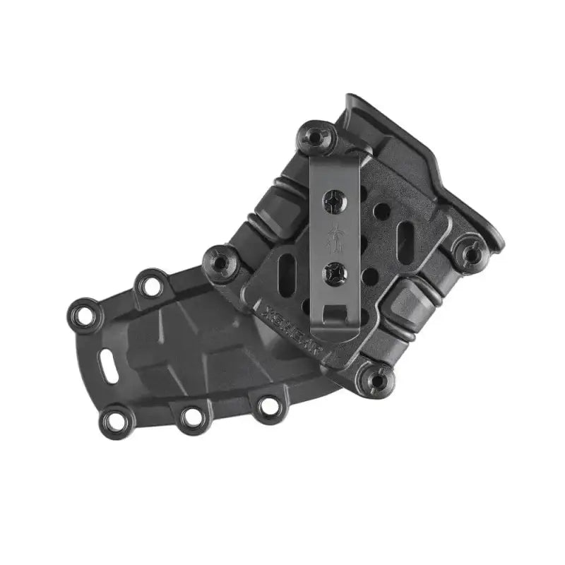 Black metal engine oil pump housing for XShear Gen2 Tactical Holster with geometric patterns