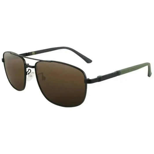 Black metal-framed polarized aviator sunglasses with brown lenses from Solect Density Men’s