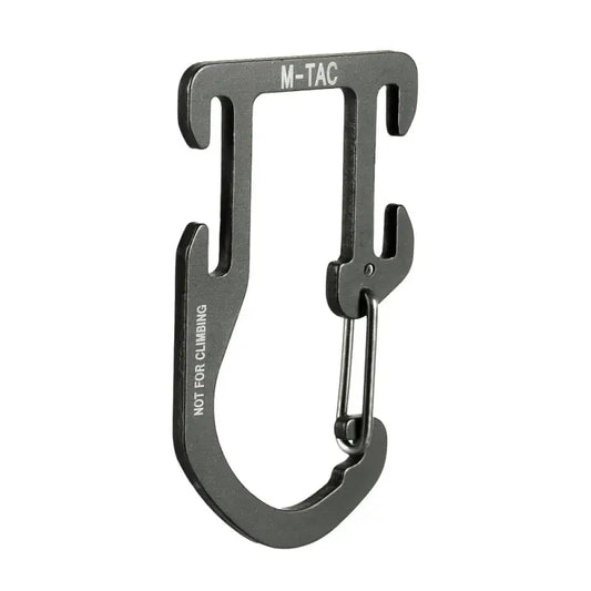 Black metal M-Tac Aluminum Carabiner with multiple attachment points for Backpack Molle