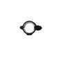 Black metal pipe clamp with circular opening for secure pepper spray holder retention