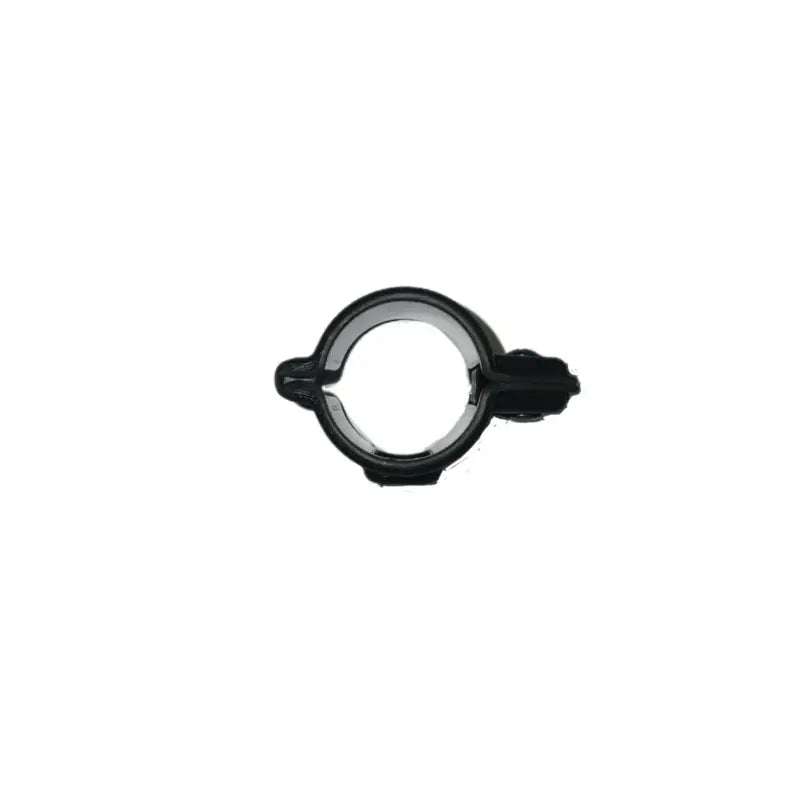 Black metal pipe clamp with circular opening for 1-1/2 inch pepper spray holder