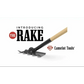 Black metal rake head with wooden handle from Camelot Tools Rake for efficient gardening