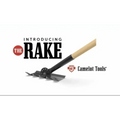 Black metal rake head with wooden handle from Camelot Tools Rake for efficient gardening