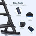 Black metal SFE 48’’ 3 Tier Dumbbell Rack with safety features for secure dumbbell storage