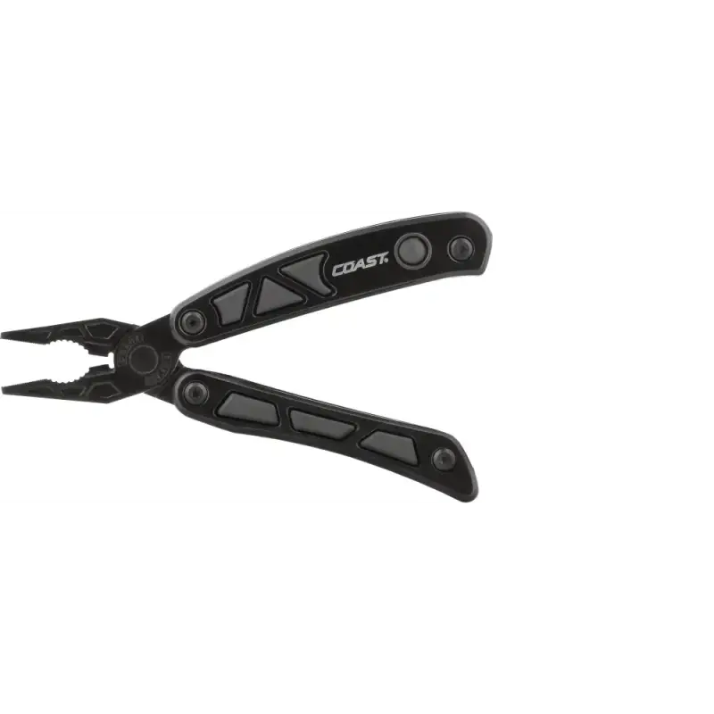 Black multi-tool pliers with textured grip handles from Coast LED155 Dual LED Multi Tool