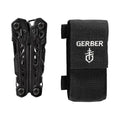 Black multi-tool and sheath from Gerber Gear, ideal for first responders and firefighters