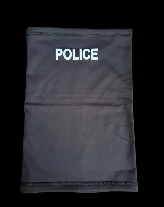 Fleece lined neck gaiter with POLICE text for first responders and firefighters