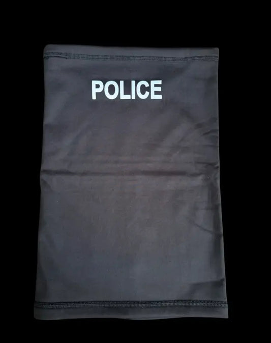 Fleece lined neck gaiter with POLICE text for first responders and firefighters