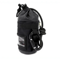 Black neoprene bottle holder with drawstring and carabiner for Personal Rope + Bailout Kit