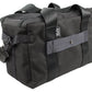 Black nylon duffle bag with straps and pockets, ideal as an Elite Range Bag