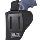 Black nylon Duratek Belt Holster featuring Elite brand label for Colt Python and Ruger GP100