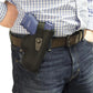 Black nylon hip holster on leather belt for Duratek Belt Holster, fits Colt Python and Ruger GP100