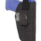 Black nylon hip holster for Sig Sauer, Springfield Armory, or Ruger LCP with blue grip