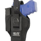 Black nylon Combo Holster displaying a blue Sig Sauer handgun partially inserted