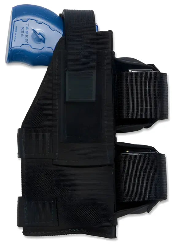 Black nylon leg holster with adjustable straps for Taser Belt Holster carrying a pistol