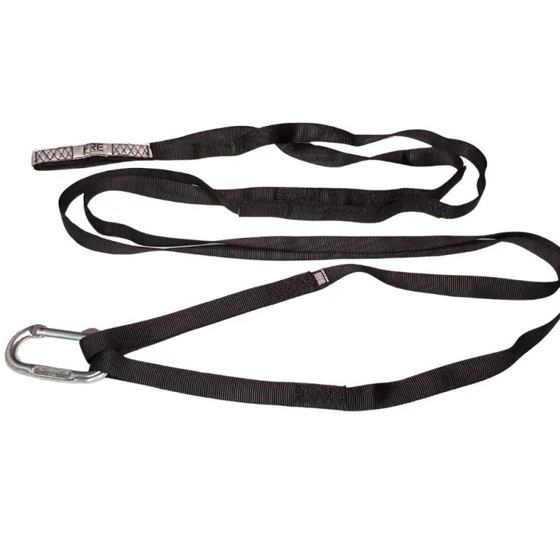 Black nylon webbing sling with SMC Mountain carabiner, FRE Rescue Webbing product