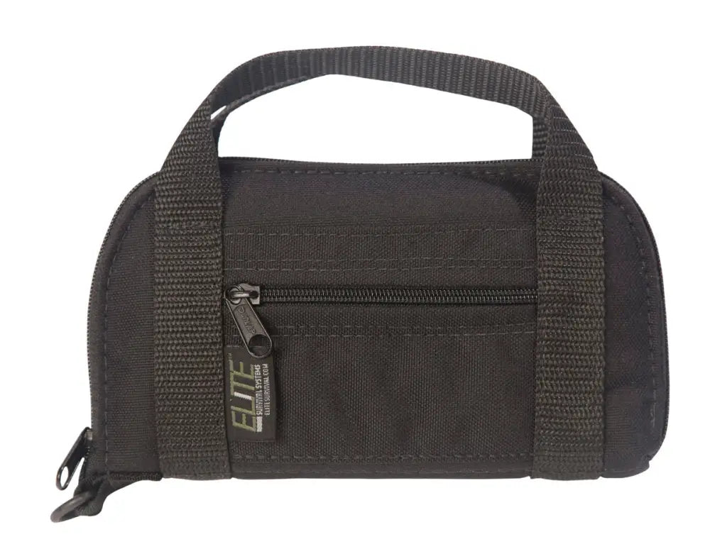 Black nylon pistol case with handle and zipper closure for first responders and firefighters