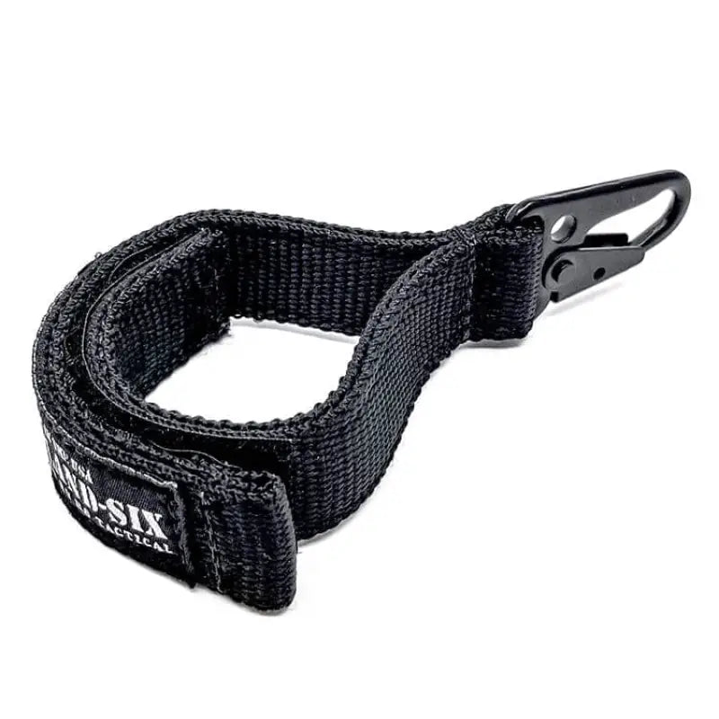 Black nylon glove strap with metal clip attachment for first responders and firefighters