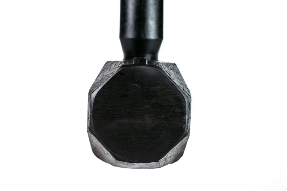 Black octagonal hammer head with cylindrical shaft for First Responders and firefighters