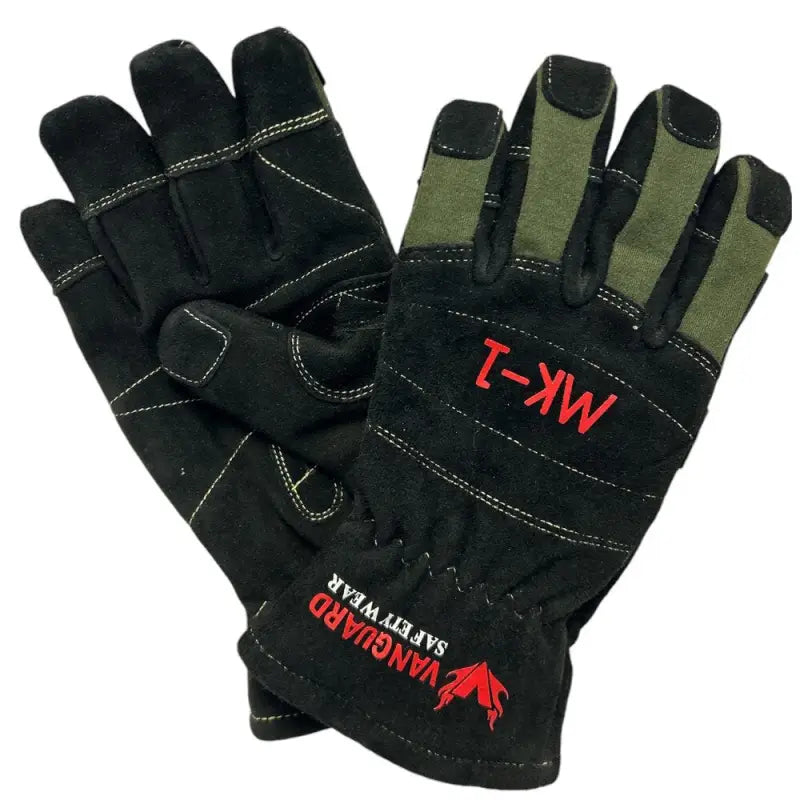 Black and olive green MK-1 Structural Firefighting Gloves with Kevlar knit protection