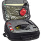 Black padded Four Gun Pistol Pack Range Bag with compartments and clear storage panel