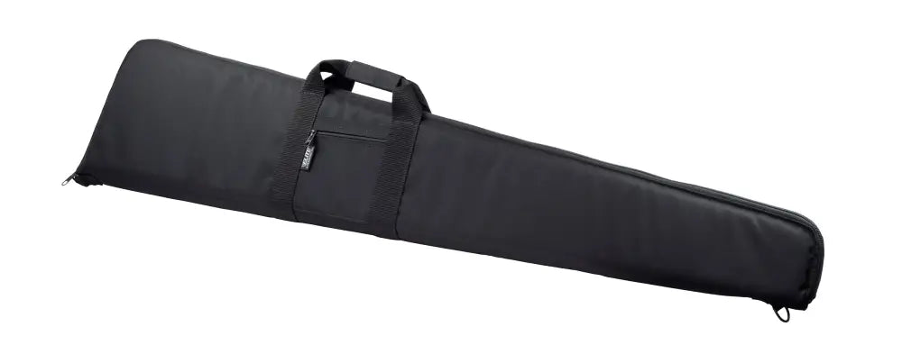 Black padded rifle case with carrying handle for secure storage and transport of firearms