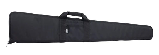 Black padded rifle case with carrying handle, perfect for secure storage of rifle cases