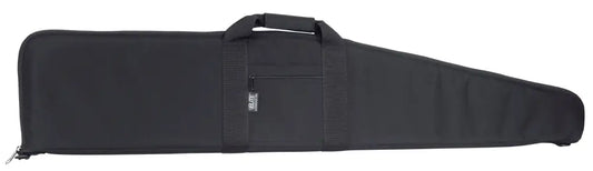 Black padded rifle case with handle for scoped rifle, ideal for secure gun storage