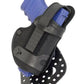 Black Contour Paddle Holster with blue training pistol, compatible with Sig Sauer and H&K