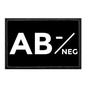 AB- Negative Blood Type Removable Patch on Velcro loop surface with white text