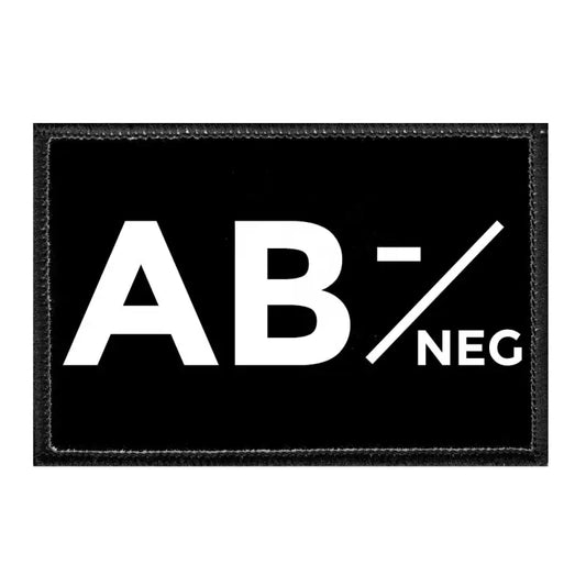 AB- Negative Blood Type Removable Patch on Velcro loop surface with white text