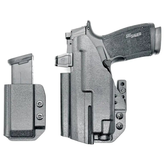 Black inside waistband Sig P365-XMACRO holster with magazine carrier for Four Brothers