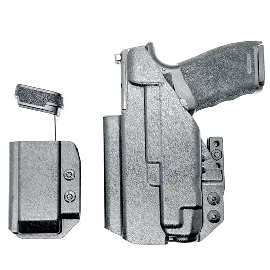 Black inside waistband pistol holster with magazine carrier for Springfield Hellcat Pro and Four Brothers TLR-7 X/A