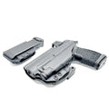 Black P365-FUSE pistol in holster with magazine carrier, fits Streamlight TLR-7, by Four Brothers